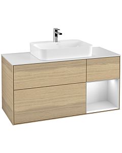 Villeroy und Boch Finion Waschtischunterschrank G421MTPC 120cm, Abdeckplatte white matt, Emotion, Regal rechts White matt, Oak Veneer