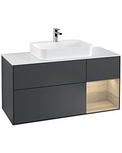 Villeroy und Boch Finion Villeroy und Boch Finion G421PCHG 120cm, cover plate white matt, Emotion, shelf on the right Oak veneer, Midnight Blue Matt Lacquer