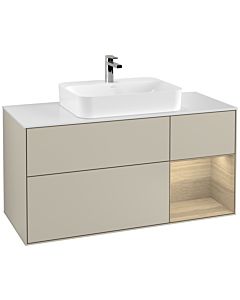 Villeroy und Boch Finion Villeroy und Boch G421PCHH 120cm, plaque de finition blanc mat, emotion, étagère droite placage Sand Matt Lacquer , Sand Matt Lacquer