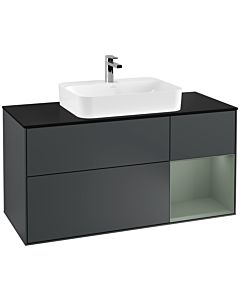 Villeroy und Boch Finion Villeroy und Boch Finion G422GMHG 120cm, cover plate black matt, Emotion, shelf on the right olive matt, midnight Blue Matt Lacquer
