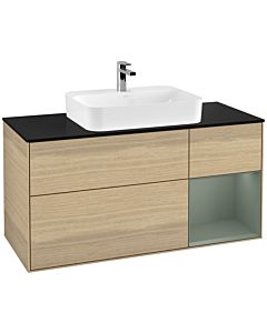 Villeroy und Boch Finion Villeroy und Boch Finion G422GMPC 120cm, cover plate black matt, Emotion, shelf on the right olive matt, Oak Veneer