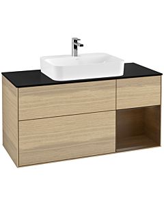 Villeroy und Boch Finion Villeroy und Boch Finion G422GNPC 120cm, cover plate black matt, Emotion, shelf on the right Oak Veneer veneer, Oak Veneer