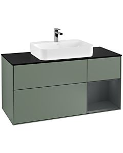 Villeroy und Boch Finion Waschtischunterschrank G422HGGM 120cm, Abdeckplatte black matt, Emotion, Regal rechts Midnight Blue matt, Olive Matt Lacquer