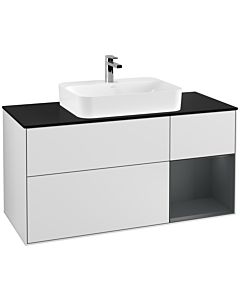 Villeroy und Boch Finion Villeroy und Boch Finion G422HGMT 120cm, cover plate black matt, Emotion, shelf on the right Midnight Blue matt, white matt lacquer