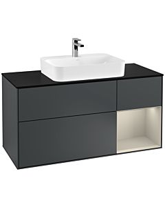 Villeroy und Boch Finion Villeroy und Boch Finion G422HHHG 120cm, cover plate black matt, Emotion, shelf on the right Sand matt, midnight Blue Matt Lacquer