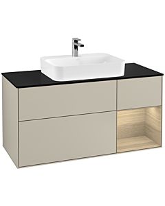 Villeroy und Boch Finion Villeroy und Boch G422PCHH 120cm, plaque de finition noir mat, emotion, étagère droite placage Sand Matt Lacquer , Sand Matt Lacquer
