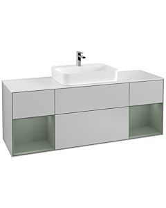 Villeroy und Boch Finion Villeroy und Boch Finion G451GMGJ 160cm, cover plate white matt, Emotion, shelves olive matt lacquer, light gray matt