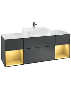 Villeroy und Boch Finion Waschtischunterschrank G451HFHG 160cm, Abdeckplatte white matt, Emotion, Regale Gold matt lacquer, Midnight Blue Matt Lacquer