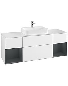 Villeroy und Boch Finion Villeroy und Boch Finion G451HGGF 160cm, cover plate white matt, Emotion, shelves Midnight matt lacquer, Glossy white lacquer