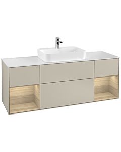 Villeroy und Boch Finion Waschtischunterschrank G451PCHH 160cm, Abdeckplatte white matt, Emotion, Regale Oak Veneer, Sand Matt Lacquer