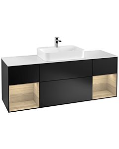 Villeroy und Boch Finion Villeroy und Boch Finion G451PCPD 160cm, cover plate white matt, Emotion, shelves Oak Veneer , black matt lacquer
