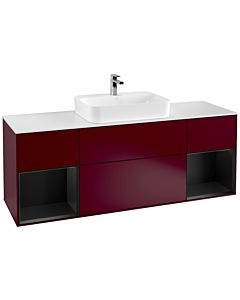 Villeroy und Boch Finion Villeroy und Boch G451PDHB 160cm, plaque de finition blanc mat, Emotion, étagères laqué noir mat, Peony Matt