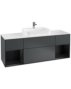 Villeroy und Boch Finion Waschtischunterschrank G451PDHG 160cm, Abdeckplatte white matt, Emotion, Regale Black matt lacquer, Midnight Blue Matt Lacquer