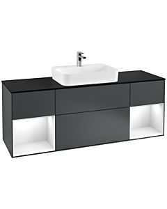 Villeroy und Boch Finion Villeroy und Boch Finion G452GFHG 160cm, cover plate black matt, Emotion, shelves Glossy white lacquer, Midnight Blue Matt Lacquer