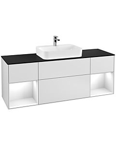 Villeroy und Boch Finion Villeroy und Boch Finion G452GFMT 160cm, cover plate black matt, Emotion, shelves Glossy white lacquer, White matt lacquer