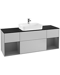 Villeroy und Boch Finion Villeroy und Boch G452GKGJ 160cm, plaque de finition noir mat, Emotion, Étagères laqué anthracite mat, Gris clair mat