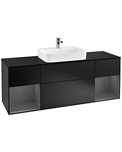 Villeroy und Boch Finion Villeroy und Boch Finion G452GKPD 160cm, cover plate black matt, Emotion, shelves anthracite matt lacquer, black matt lacquer