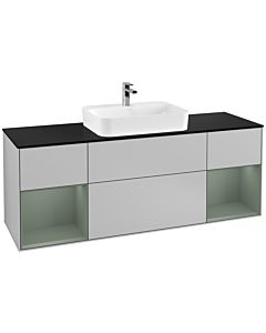 Villeroy und Boch Finion Villeroy und Boch Finion G452GMGJ 160cm, cover plate black matt, Emotion, shelves olive matt lacquer, light gray matt