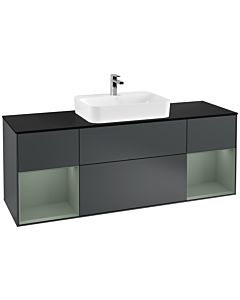 Villeroy und Boch Finion Villeroy und Boch G452GMHG 160cm, couvercle noir mat, Emotion, étagères olive laqué mat, Midnight Blue Matt Lacquer