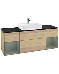 Villeroy und Boch Finion Villeroy und Boch Finion G452GMPC 160cm, cover plate black matt, Emotion, shelves olive matt lacquer, Oak Veneer