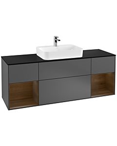 Villeroy und Boch Finion Villeroy und Boch G452GNGK 160cm, plaque de finition noir mat, Emotion, étagères placage noyer, anthracite mat