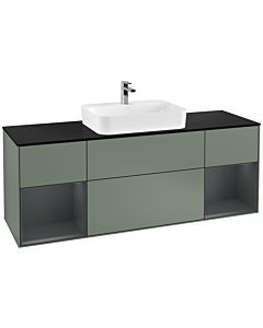 Villeroy und Boch Finion Villeroy und Boch G452HGGM 160cm, plaque de finition noir mat, Emotion, étagères laqué mat minuit, Olive Matt Lacquer