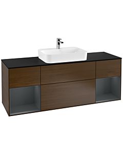Villeroy und Boch Finion Villeroy und Boch Finion G452HGGN 160cm, cover plate black matt, Emotion, shelves Midnight matt lacquer, walnut veneer