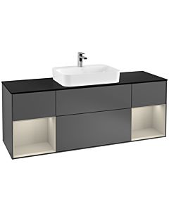 Villeroy und Boch Finion Villeroy und Boch G452HHGK 160cm, plaque de finition noir mat, Emotion, étagères laqué mat, anthracite mat