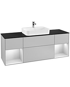 Villeroy und Boch Finion Villeroy und Boch Finion G452MTGJ 160cm, cover plate black matt, Emotion, shelves white matt lacquer, light gray matt