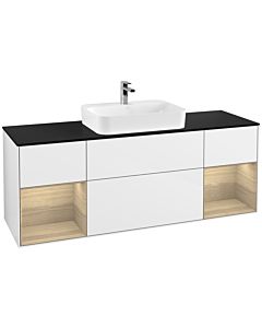 Villeroy und Boch Finion Villeroy und Boch Finion G452PCGF 160cm, cover plate black matt, Emotion, shelves Oak Veneer , glossy white lacquer