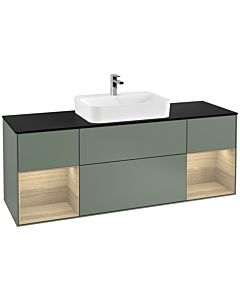 Villeroy und Boch Finion Villeroy und Boch G452PCGM 160cm, plaque de finition noir mat, émotion, étagères Oak Veneer , Olive Matt Lacquer