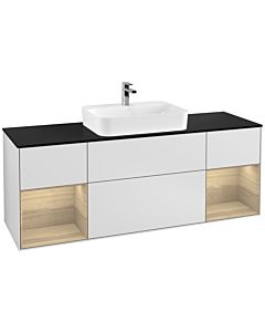 Villeroy und Boch Finion Villeroy und Boch G452PCMT 160cm, plaque de finition noir mat, Emotion, étagères Oak Veneer , laqué blanc mat