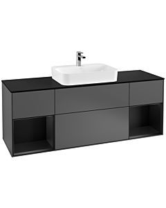 Villeroy und Boch Finion Villeroy und Boch Finion G452PDGK 160cm, cover plate black matt, Emotion, shelves black matt lacquer, anthracite matt