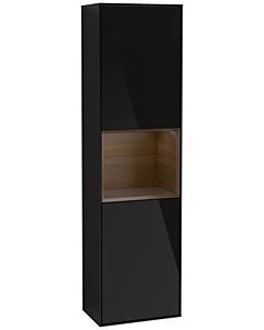 Villeroy und Boch Finion cabinet G460GNPH 41.8x151.6cm, left, Emotion, shelf Walnut Veneer , Glossy Black Lacquer