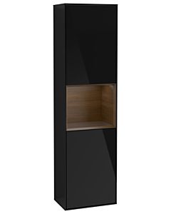 Villeroy und Boch Finion cabinet G470GNPH 41.8x151.6cm, right, Emotion, shelf Walnut Veneer , Glossy Black Lacquer