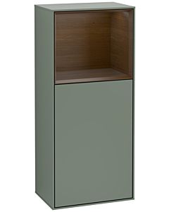 Villeroy und Boch Finion side cabinet G500GNGM 41.8x93.6cm, left, Emotion, shelf above Walnut Veneer , Olive Matt Lacquer