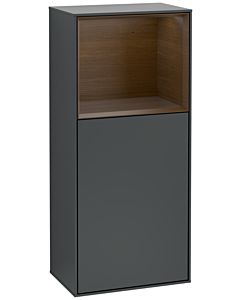 Villeroy und Boch Finion Seitenschrank G500GNHG 41,8x93,6cm, links, Emotion, Regal oben Walnut Veneer, Midnight Blue Matt Lacquer