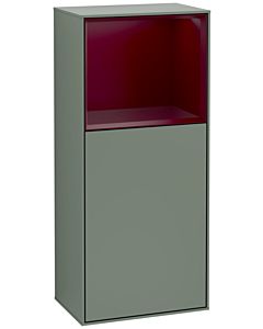 Villeroy und Boch Finion side cabinet G500HBGM 41.8x93.6cm, left, Emotion, shelf above Peony Matt , Olive Matt Lacquer