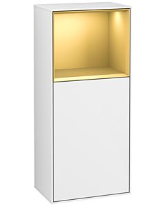 Villeroy und Boch Finion side cabinet G500HFGF 41.8x93.6cm, left, Emotion, shelf above matt gold, glossy white lacquer