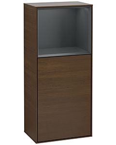 Villeroy und Boch Finion Seitenschrank G500HGGN 41,8x93,6cm, links, Emotion, Regal oben Midnight Blue Matt, Walnut veneer