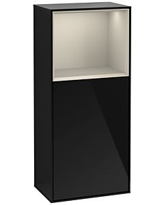 Villeroy und Boch Finion side cabinet G500HHPH 41.8x93.6cm, left, Emotion, shelf above Sand Matt, Glossy Black Lacquer