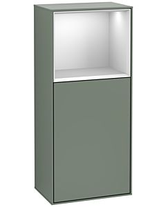 Villeroy und Boch Finion side cabinet G500MTGM 41.8x93.6cm, left, Emotion, shelf above White Matt , Olive Matt Lacquer