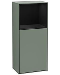 Villeroy und Boch Finion side cabinet G500PHGM 41.8x93.6cm, left, Emotion, shelf above Glossy Black, Olive Matt Lacquer