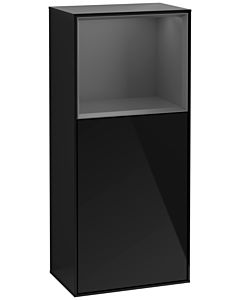 Villeroy und Boch Armoire latérale Finion G510GKPH 41.8x93.6cm, droite, émotion, étagère au dessus Anthracite Matt , Glossy Black Lacquer