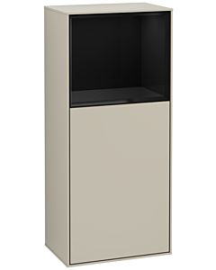 Villeroy und Boch Armoire latérale Finion G510PHHH 41.8x93.6cm, droite, émotion, étagère au-dessus de Glossy Black, Sand Matt Lacquer