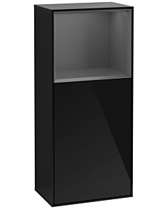 Villeroy und Boch Finion side cabinet G520GKPH 41.8cm, left, charging station, Emotion, shelf Anthracite Matt Lacquer, Glossy Black Lacquer