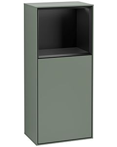 Villeroy und Boch Finion side cabinet G520PDGM 41.8cm, left, charging station, Emotion, shelf Black Matt Lacquer , Olive Matt Lacquer