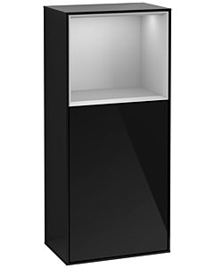 Villeroy und Boch Finion Seitenschrank G530GJPH 41,8cm, rechts, Ladestation, Emotion, Regal Grey Matt Lacquer, Glossy Black Lacquer