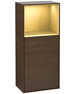 Villeroy und Boch Finion Seitenschrank G530HFGN 41,8cm, rechts, Ladestation, Emotion, Regal Gold Matt Lacquer, Walnut veneer