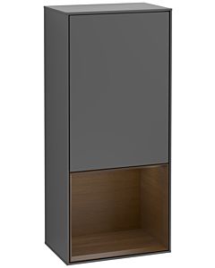 Villeroy und Boch Finion Seitenschrank G540GNGK 41,8cm, links, Emotion, Regal unten Walnut veneer, Anthracite matt
